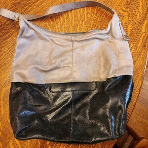 Large Taupe and Black Hobo Purse